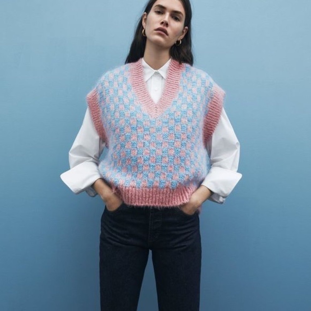 Zara checkered sweater vest